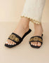 Aurista Black Flats with Antique Gold Buckle – Essence by Rubina